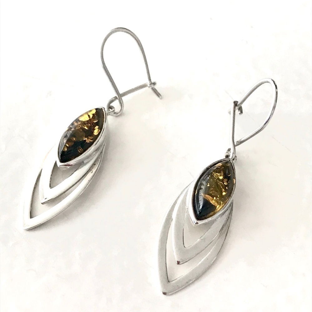 Genuine Baltic Amber Chevron Earrings